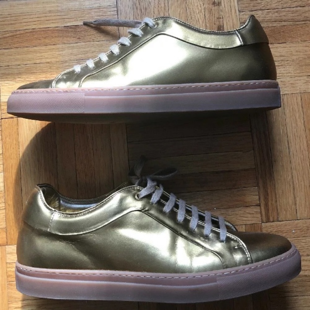 Paul Smith Metallic Basso Gold Shoes Sneakers - Picture 3 of 6